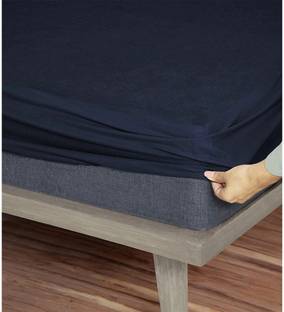 Blufurn Cotton King Fitted (Elastic) 200 TC Solid Bedsheet