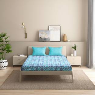 Wakefit 144 TC Cotton Queen Printed Fitted (Elastic) Bedsheet