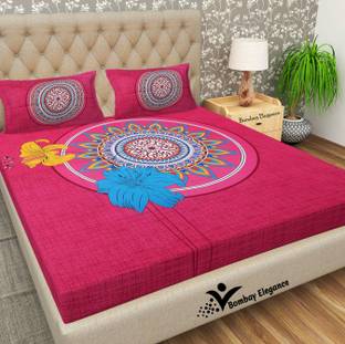 BOMBAY ELEGANCE Cotton King Flat 144 TC Self Design Bedsheet