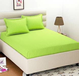 OICHY Microfiber Double Flat 280 TC Striped Bedsheet