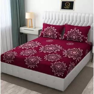 Roomesssentials 160 TC Polycotton Double Printed Fitted (Elastic) Bedsheet