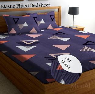 PATNOS 300 TC Microfiber King Printed Fitted (Elastic) Bedsheet