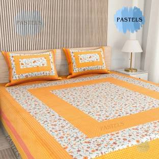 Pastels Cotton Double Flat 144 TC Jaipuri Prints Bedsheet