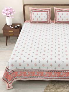 CLOTHOLOGY Cotton King Flat 240 TC Jaipuri Prints Bedsheet