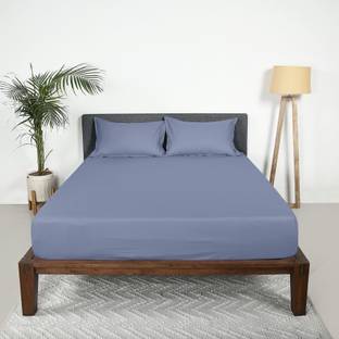 SleepyCat Cotton King Fitted (Elastic) 200 TC Solid Bedsheet