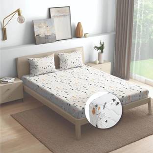 Wakefit Cotton Queen Fitted (Elastic) 144 TC Printed Bedsheet