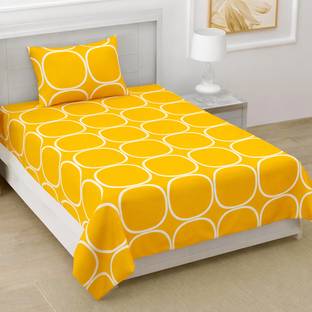 FeatherFold Cotton Single Flat 180 TC Printed Bedsheet