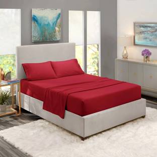 BEVI Microfiber Double Flat 300 TC Solid Bedsheet