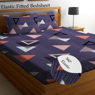 Amrange 210 TC Microfiber King Geometric Fitted (Elastic) Bedsheet