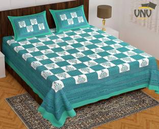 VNV Creation Cotton Double Flat 144 TC Jaipuri Prints Bedsheet