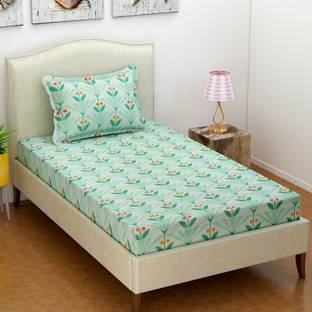 VAS COLLECTIONS Microfiber Single Flat 220 TC Floral Bedsheet