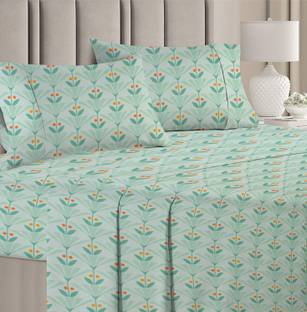 VAS COLLECTIONS 160 TC Cotton Double Floral Flat Bedsheet