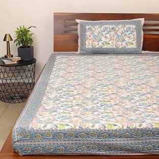 EasyGoods 240 TC Cotton Single Jaipuri Prints Flat Bedsheet