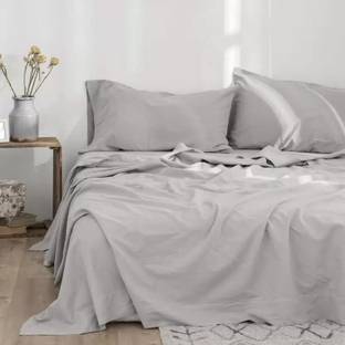 Hardeep 300 TC Microfiber Double Solid Flat Bedsheet