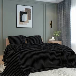 BELVOSTUM 280 TC Microfiber Double Striped Flat Bedsheet