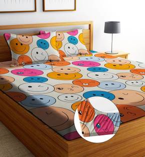 Decorum 180 TC Cotton Double Printed Fitted (Elastic) Bedsheet