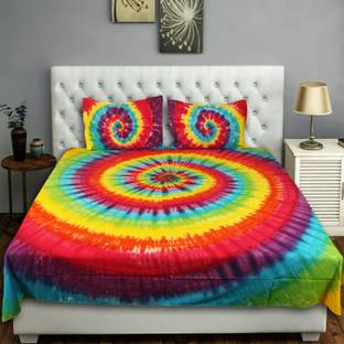 QADRI IMPEX 350 TC Cotton King Jaipuri Prints Flat Bedsheet