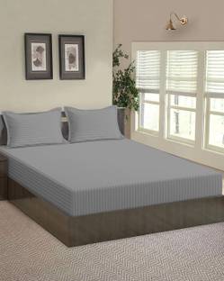 Linenovation 220 TC Cotton King Solid Fitted (Elastic) Bedsheet