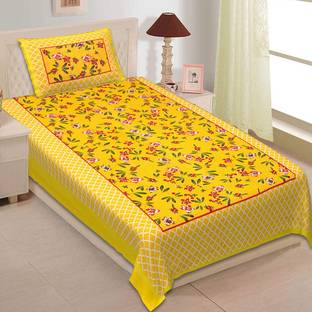 VNV Creation Cotton Single Flat 180 TC Jaipuri Prints Bedsheet