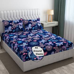 Adidev 250 TC Cotton Double, King Floral Fitted (Elastic) Bedsheet