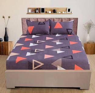 ARDM 204 TC Cotton Double Geometric Fitted (Elastic) Bedsheet