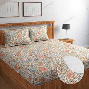 Decent Home Cotton Double Fitted (Elastic) 240 TC Floral Bedsheet