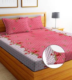 EXFAB 244 TC Cotton King Printed Fitted (Elastic) Bedsheet