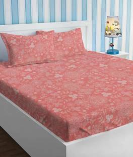 VAS COLLECTIONS Microfiber Double Flat 160 TC Floral Bedsheet