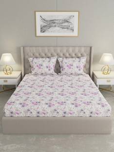 Raymond Home Cotton Double Flat 104 TC Floral Bedsheet