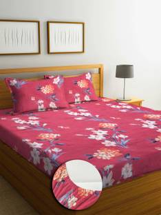 KURRY HOME FURNISHING Microfiber Double Fitted (Elastic) 250 TC Floral Bedsheet