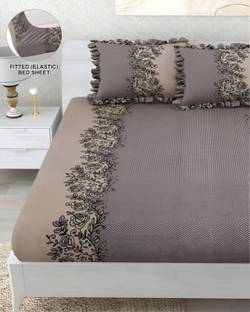 NIDIF Polycotton Double, King Fitted (Elastic) 300 TC Floral Bedsheet