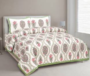 urban jaipur 300 TC Cotton King Geometric Flat Bedsheet