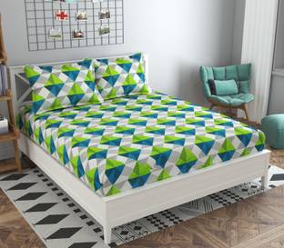 COTTON VILLAS Polycotton, Microfiber Double, King Flat 144 TC 3D Printed Bedsheet