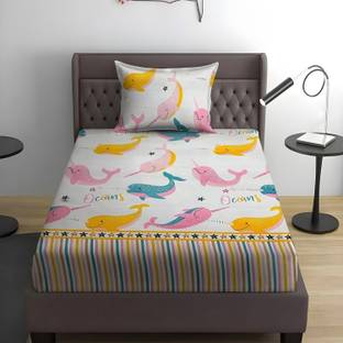 Weave & Décor Microfiber Single Flat 300 TC Cartoon Bedsheet