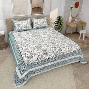 PINNKASTIC Cotton King Flat 240 TC Floral Bedsheet