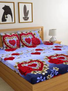 Diksha Polycotton Double Flat 160 TC 3D Printed Bedsheet