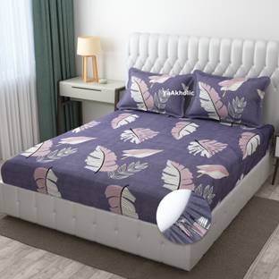 YaAkholic Microfiber Queen Fitted (Elastic) 220 TC Floral Bedsheet