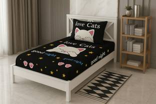 Shivi Creation 170 TC Cotton Single Printed Flat Bedsheet