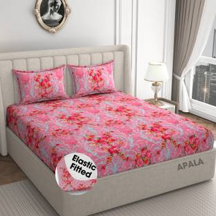 Apala 280 TC Microfiber King Printed Fitted (Elastic) Bedsheet
