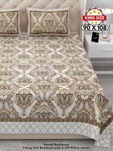 HANSHI Cotton King Flat 260 TC Jaipuri Prints Bedsheet