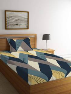 LOOMLYFE 210 TC Cotton Single Printed Fitted (Elastic) Bedsheet