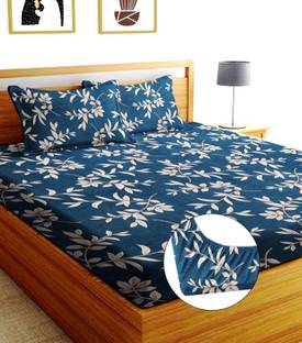 Moonroof 244 TC Cotton Double Printed Fitted (Elastic) Bedsheet