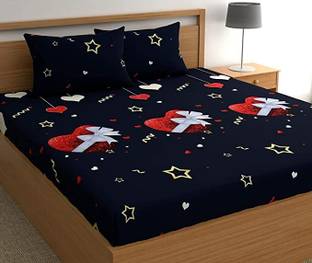 Decorum 180 TC Polycotton Double 3D Printed Flat Bedsheet