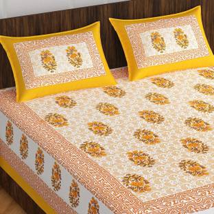 Pink City Cotton Double Flat 144 TC Jaipuri Prints Bedsheet