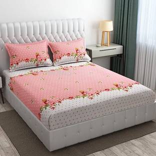 HOMETIC 320 TC Cotton Double Printed Fitted (Elastic) Bedsheet