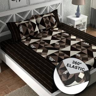 CG Homes 180 TC Cotton Double Printed Fitted (Elastic) Bedsheet