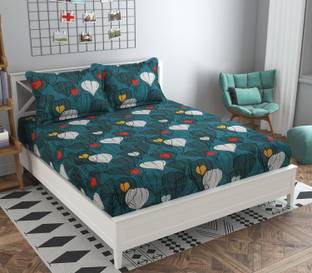 Trendmart 220 TC Cotton Double Floral Fitted (Elastic) Bedsheet