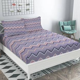 GADDA CO 250 TC Cotton King Printed Fitted (Elastic) Bedsheet
