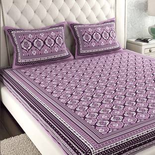 Leo Creation Cotton Double Flat 144 TC Jaipuri Prints Bedsheet