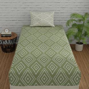 Huesland Cotton Single Flat 144 TC Geometric Bedsheet